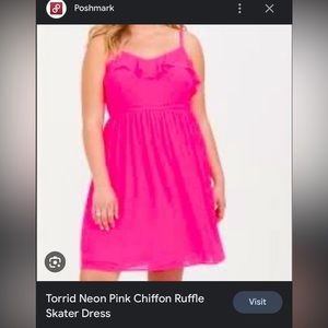 Torrid Neon Pink Chiffon Ruffle Dress